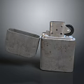 Vintage Metal Lighter With Open Lid And Rustic Texture For Daily Use