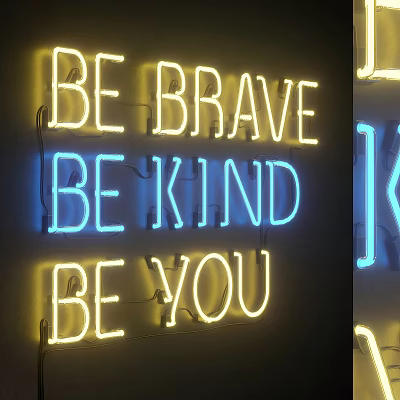 Unique-shaped Wall Light Featuring Neon Inspirational Phrases And Vibrant Glow 3d model