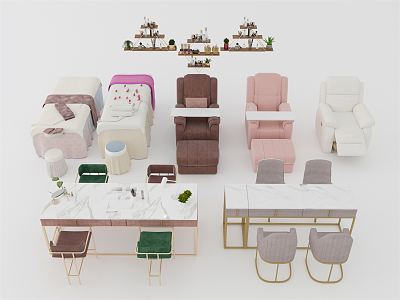 Modern massage bed nail salon 3d model