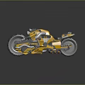 Futuristic Yellow Motorcycle Design With Sleek Body Mechanical Details And Rugged Tires