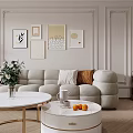 Elegant Modern Living Room Interior Featuring White Coffee Table Gold Legs Vase Flowers And Fruits