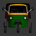 Green Yellow Black Motorized Rickshaw With Seats Windshield And Side Mirrors