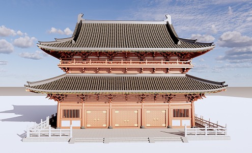 Chongeave Xieshan Top Hall Great Hall Temple Architecture Ancient Architecture Chinese Architecture 3d model