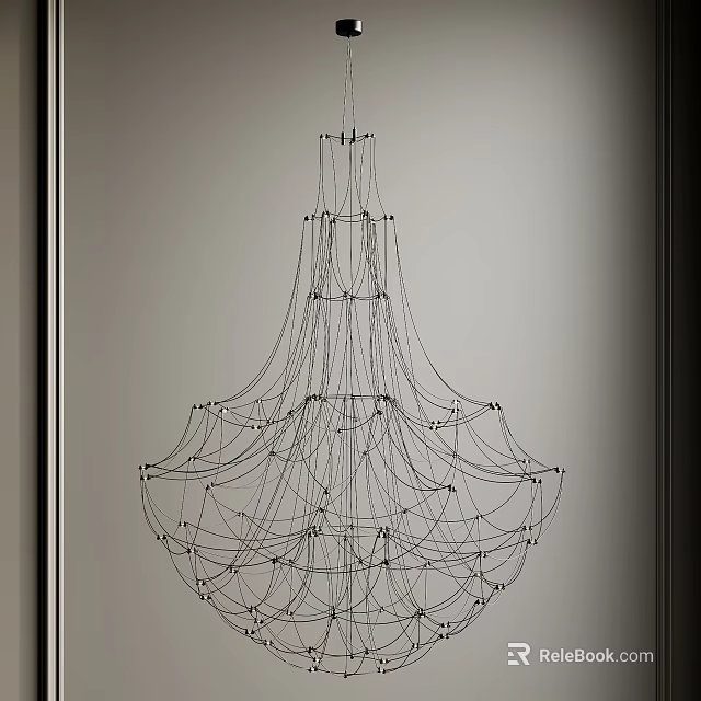 Modern Chandelier With Intricate Wire Structure And Layered Design For Stylish Interior Decor 3d model 