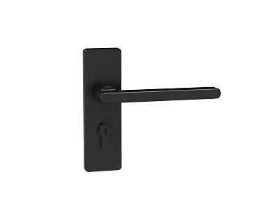 Modern Sleek Black Metal Door Handle With Keyhole For Home Interior 3d model