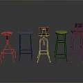Various Bar Stools With Different Designs Wooden Seats And Metal Frames
