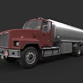 Red Oil Tanker Truck With Silver Tank And Front Cabin Design