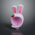 Cute Pink Rabbit Ear Shaped Hat With Red Cherry Decoration For Kids