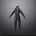 Tactical Character In Black Uniform With White Hat And Red Goggles