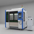 Industrial CNC Machining Center With White Blue Body Control Panel Transparent Windows And LED Indicators