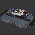 Futuristic Racing Car Model With NCD Logo On Metal Base And Control Panel