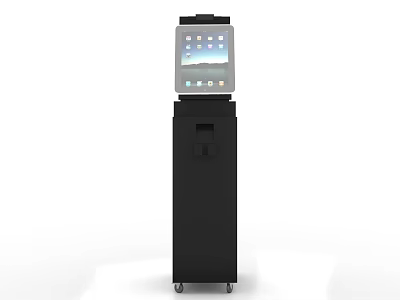 Smart Machine Standing Self Service Kiosk With Digital Screen And Wheels 3d model