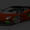 Red Luxury Sports Car Featuring Black Roof And Green Accent Details