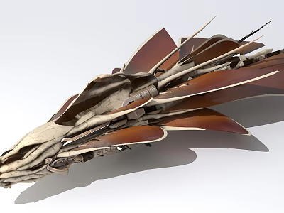 Fierce Biomechanical Game And Movie Character With Sharp Armored Scales And Metallic Details 3d model
