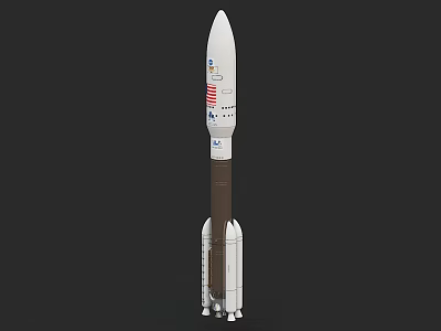NASA Rocket Launch Vehicle With American Flag And White Brown Body Design 3d model