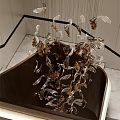 Modern Glass And Gold Leaf Shaped Decorative Hanging Chandelier With Unique Design