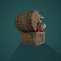 Mysterious Wooden Chest Creature With Sharp Fangs And Extended Pink Tongue