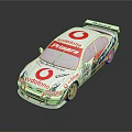 Vodafone Primavera White Racing Car With Red Logos And Rear Wing