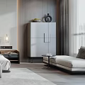 Elegant Modern Bedroom Interior With Bed Nightstands Pendant Lights Wardrobe And Cove Lighting Rug