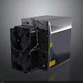 Efficient Electronic Device with Multiple Cooling Fans Silver Casing and Connected Cables