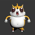 Animated Game Character Yellow White Squirrel With Big Red Eyes Surprised Expression Orange Ears Tail