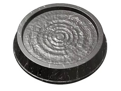 Round Garden Ornament Tray With Ripple Texture And Black Rim Design 3d model