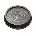 Round Garden Ornament Tray With Ripple Texture And Black Rim Design
