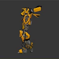 Robot Character With Yellow And Black Mechanical Armor And Futuristic Design Details
