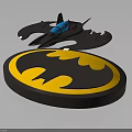 Detailed Batman Themed Spaceship Model Decorative Display With Logo Base 3d model