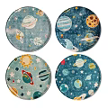 Colorful Round Rugs with Planets Sun Stars and Space Theme Design