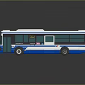 Modern Blue And White City Bus Exterior Design With Windows Doors And Reflection
