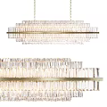 Luxurious Crystal Chandelier With Gold Frame And Sparkling Rectangular Design For Modern Interiors
