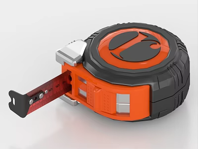 Hardware Tool Orange Black Tape Measure With Red Measuring Strip And Metal Components 3d model