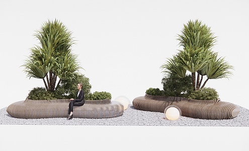 Modern outdoor chair landscape seat plant combination 3d model