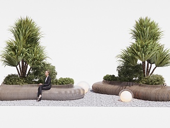 Modern outdoor chair landscape seat plant combination 3d model