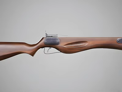 Classic Vintage Wooden Rifle With Smooth Brown Stock And Metal Fittings 3d model