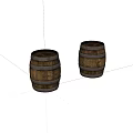 Two Vintage Wooden Barrels With Metal Hoops On White Background