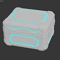 Futuristic Silver Equipment Case With Blue Glowing Accent Lines And Secure Lock
