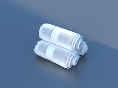 High Quality Soft White Towels Rolled Up And Stacked Neatly 3d model
