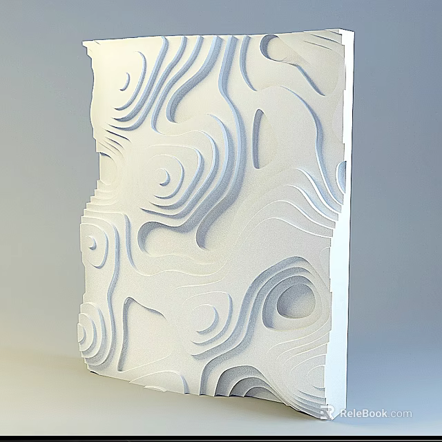 White Modern Sculpture With Wavy Swirl Patterns And Intricate Carving Texture 3d model 