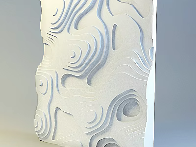 White Modern Sculpture With Wavy Swirl Patterns And Intricate Carving Texture 3d model