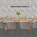 Woven Rattan Outdoor Chairs With Metal Frame For Patio Dining Area Wooden Table Garden Plants