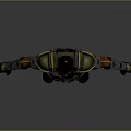 Game Film Character In Tactical Military Outfit With Black Green Armor And Yellow Accents