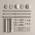 French line gypsum line skirting line background wall gypsum component Roman column 3d model