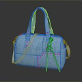 Stylish Light Blue Leather Handbag With Hand Straps Shoulder Strap And Stud Details