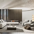 Modern Living Room Interior With Comfortable Sofa And Stylish Coffee Table 3d model