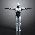 Humanoid Robot With Silver And Black Metallic Body Standing With Arms Outstretched