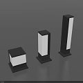 Modern Outdoor Lights With Different Heights Black Frame And White Shade