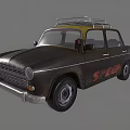 Vintage Black Car With Roof Rack And Red 572 Lettering