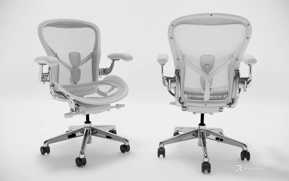Ergonomic Mesh Back Office Chair With Adjustable Armrests Metal Base Wheels And Dual View Design 3d model 